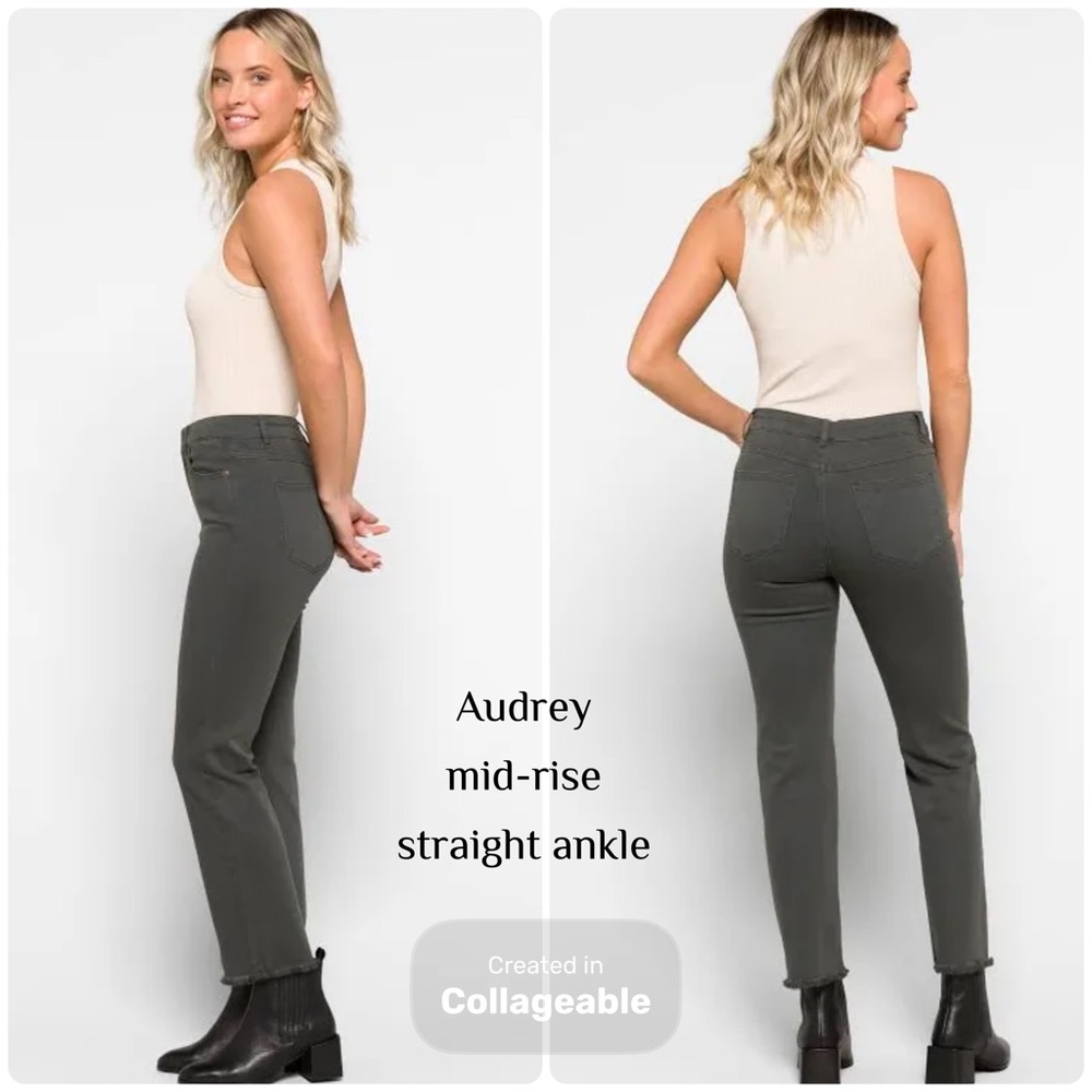 NWOT Tribal Jeans Audrey Mid-Rise Straight Ankle Pants - Gray/Blue Size 12
